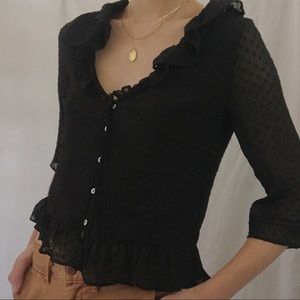 Zara Lace Button-Up Blouse